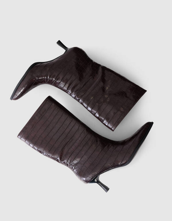 Croco Lak Laarzen Donkerbruin SHOEBY SHOES