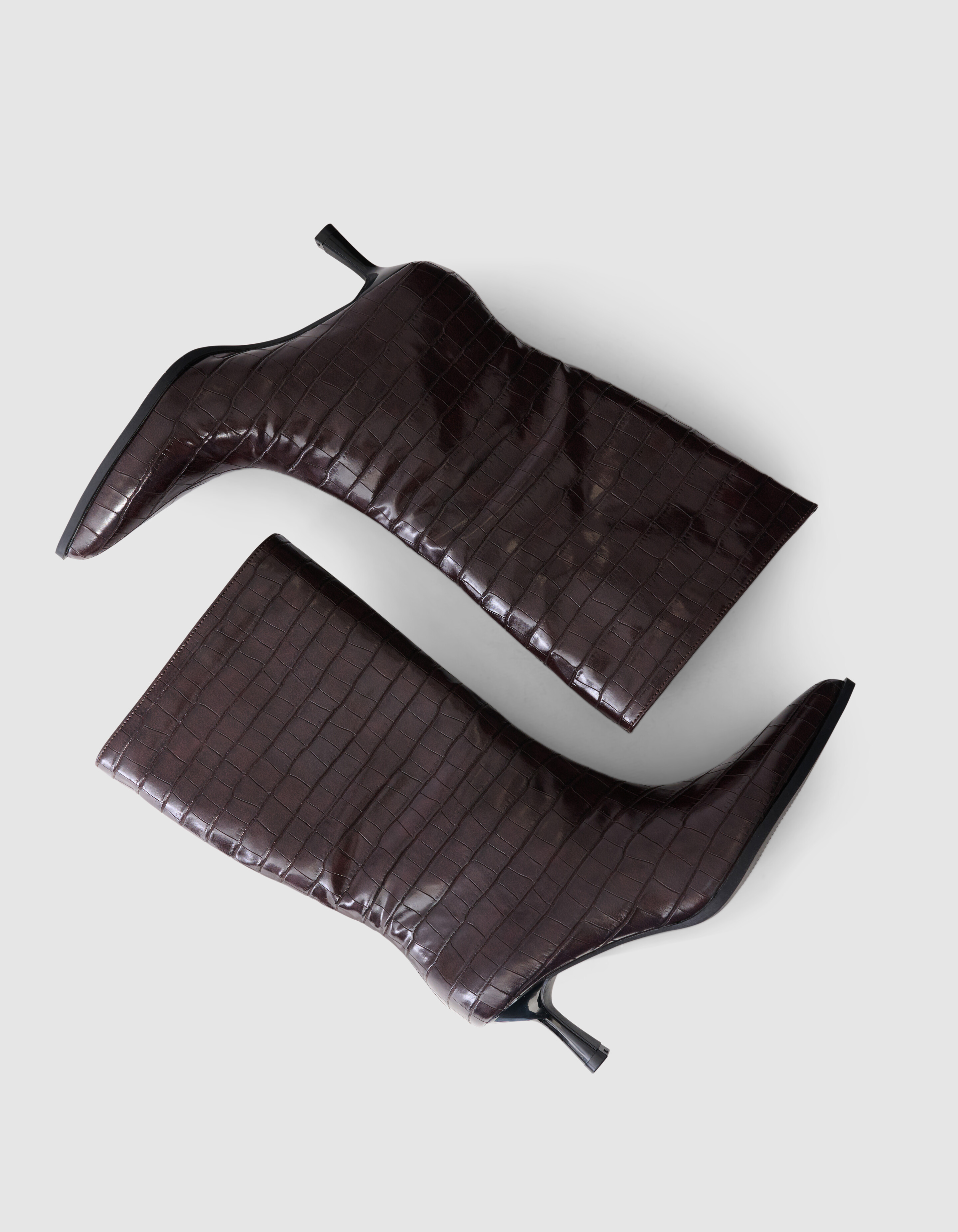 Croco Lak Laarzen Donkerbruin SHOEBY SHOES