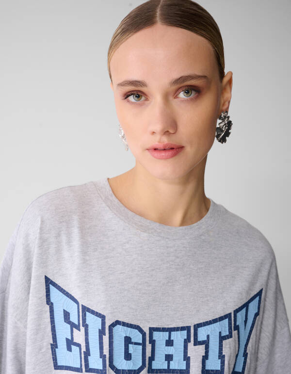 Eighty One Artwork T-shirt Lichtgrijs SHOEBY WOMEN