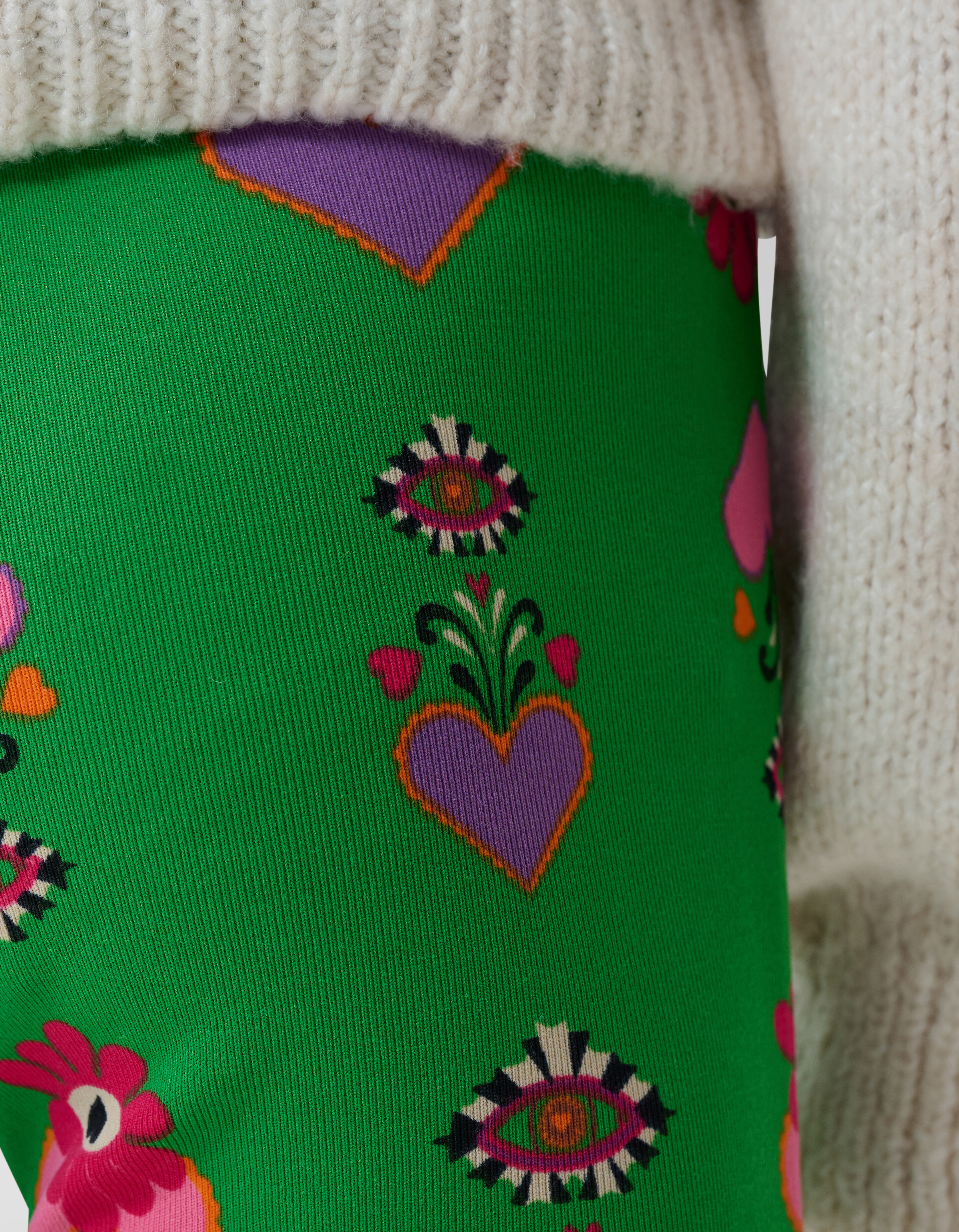 Printed Rib Flared Legging Groen SHOEBY GIRLS