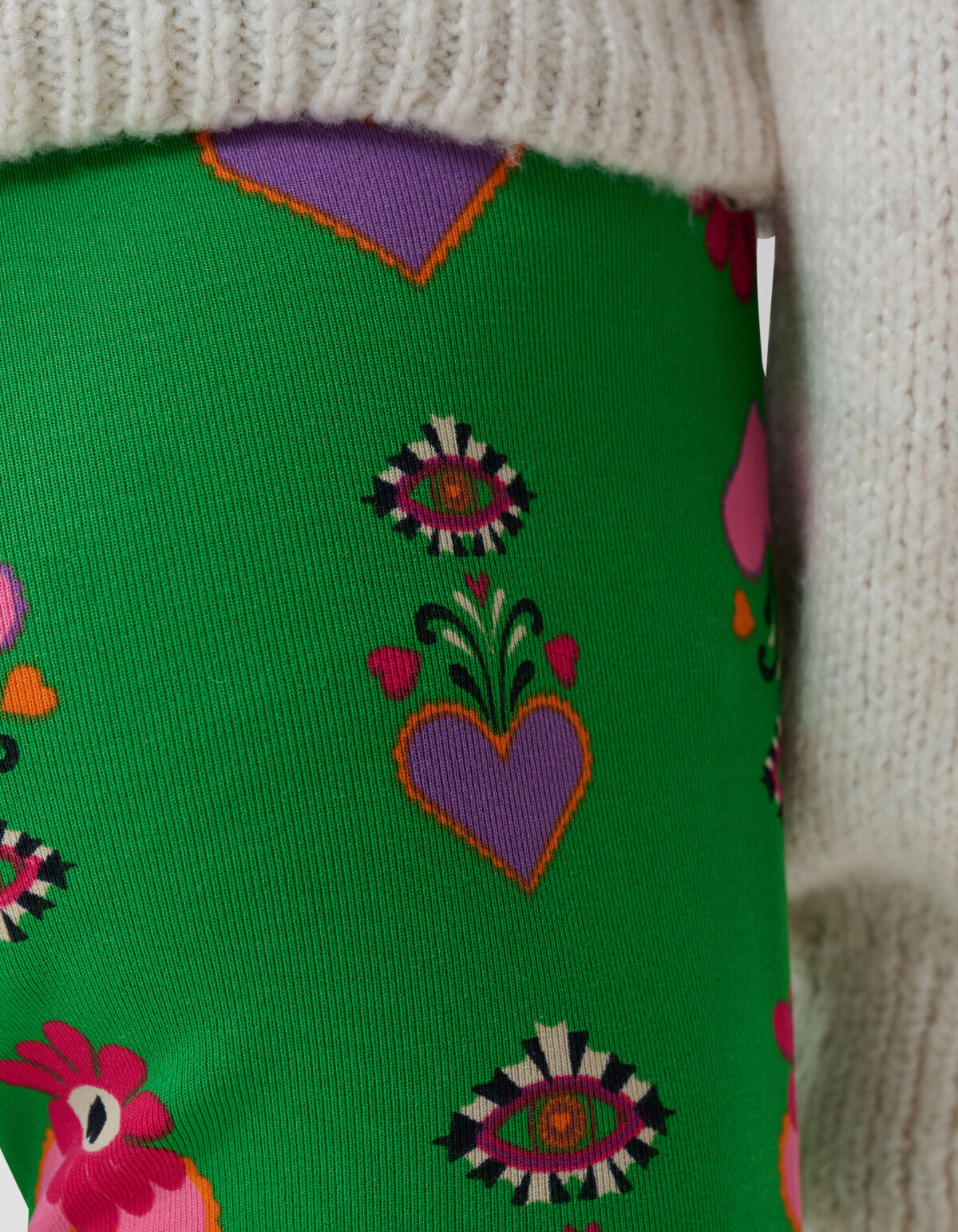 Printed Rib Flared Legging Groen SHOEBY GIRLS