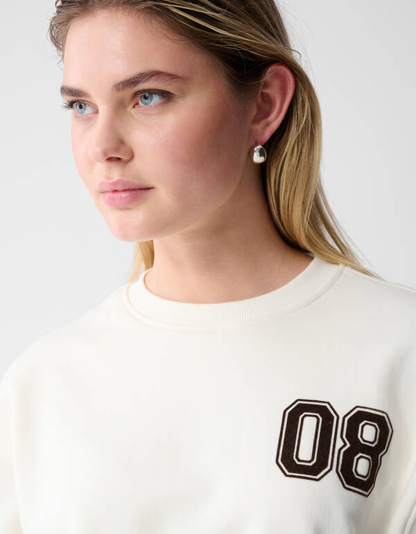 Varsity Cord Sweater Gebroken Wit SHOEBY WOMEN