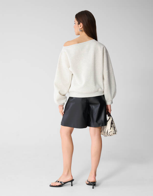 Oversized One Shoulder Sweater Lichtgrijs SHOEBY WOMEN