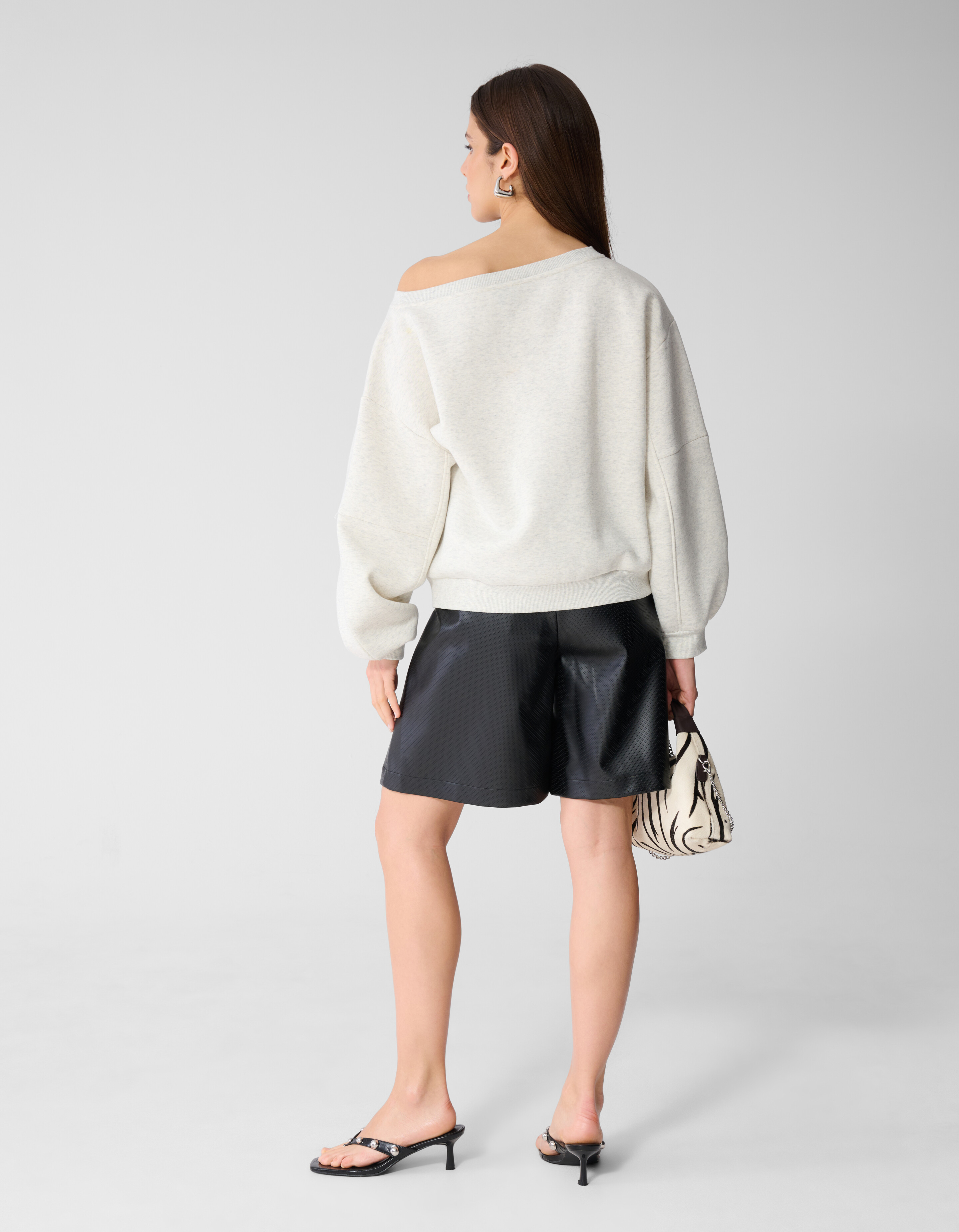 Oversized One Shoulder Sweater Lichtgrijs SHOEBY WOMEN