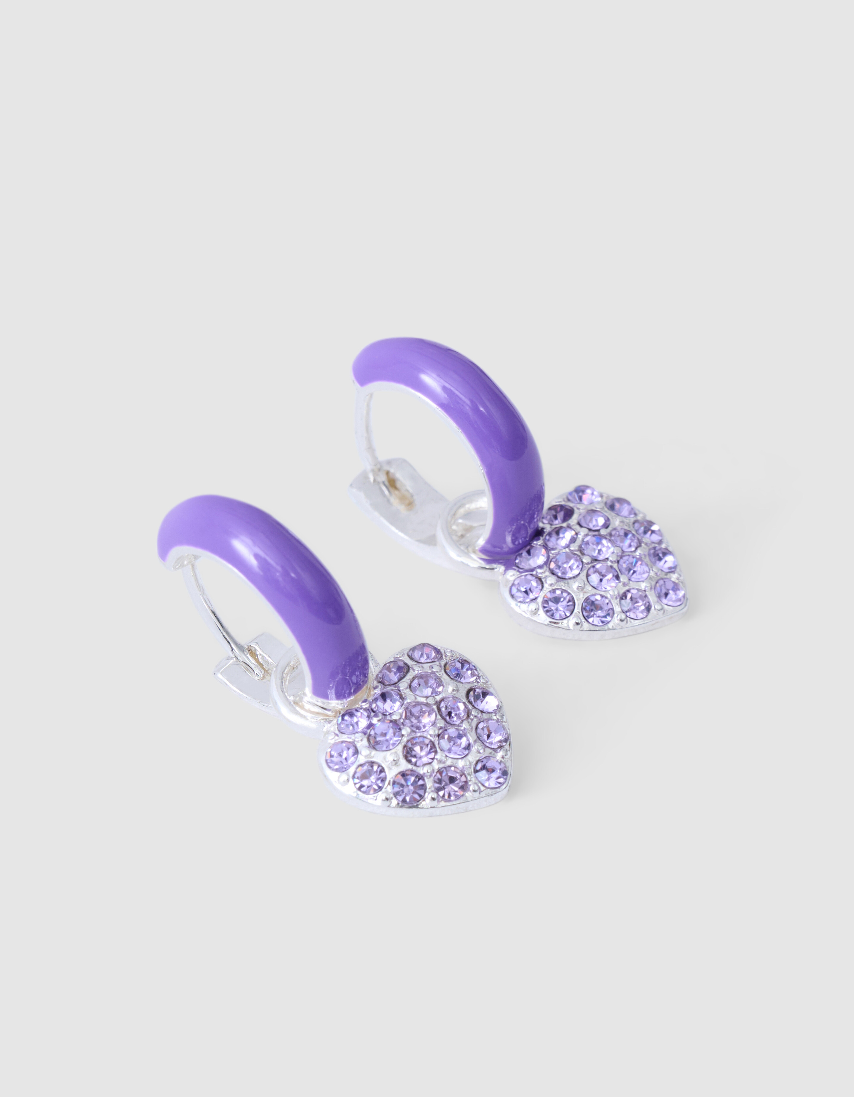 Strass Heart Oorbellen paars SHOEBY ACCESSOIRES