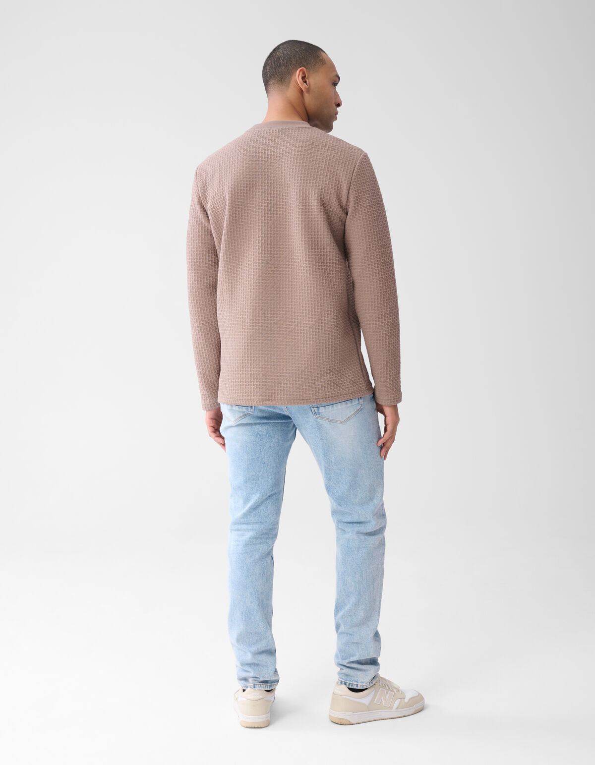 Jersey Structuur Longsleeve Lichtbruin SHOEBY MEN