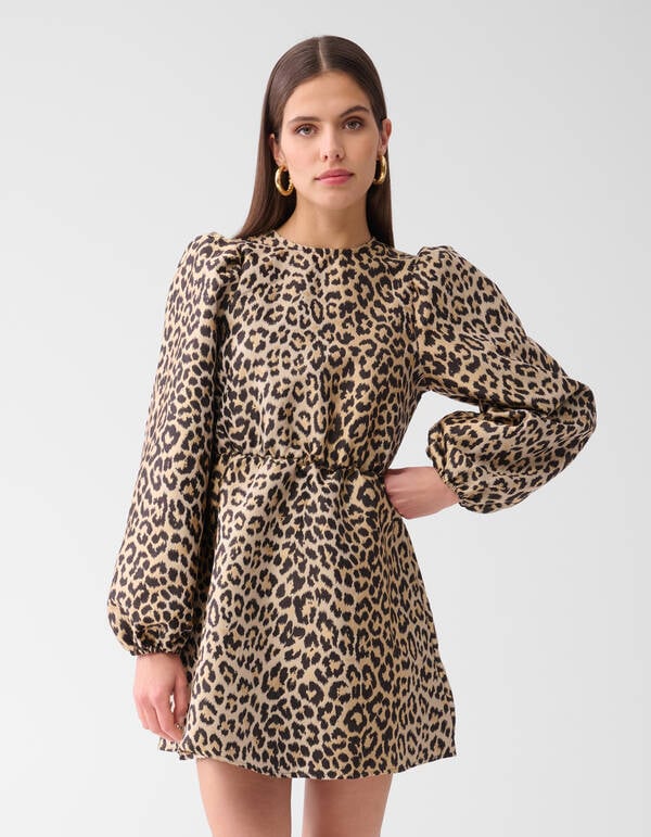 Leopard Mini Jurk Bruin SHOEBY WOMEN