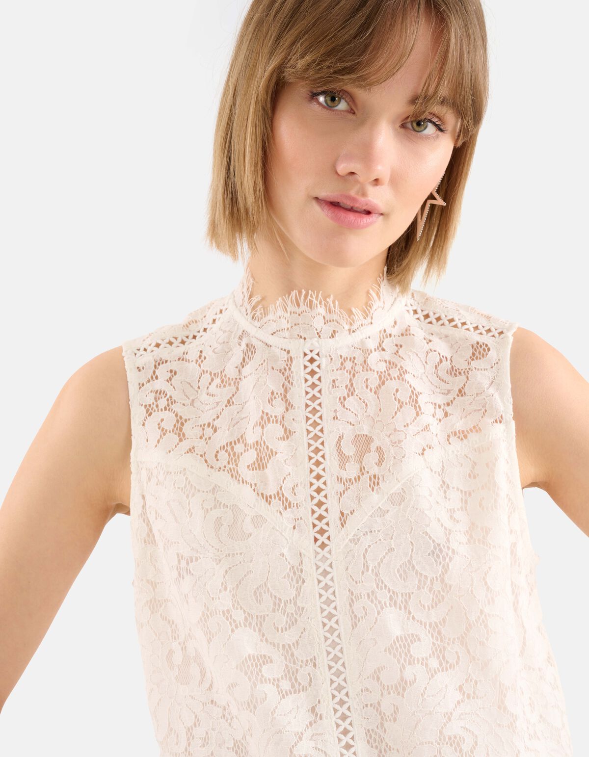 Kanten Top Gebroken Wit SHOEBY WOMEN