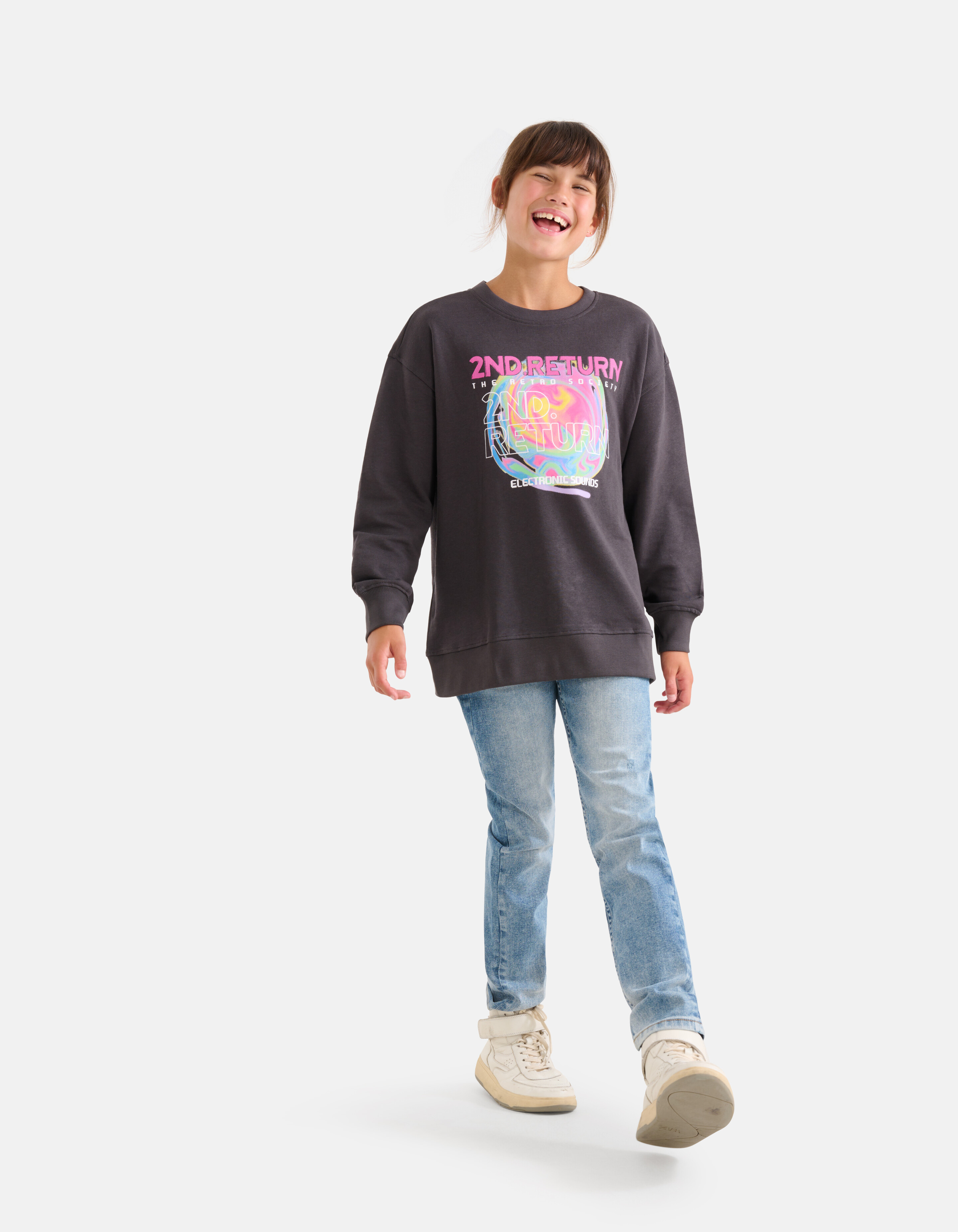 Artwork Sweater Donkergrijs SHOEBY GIRLS