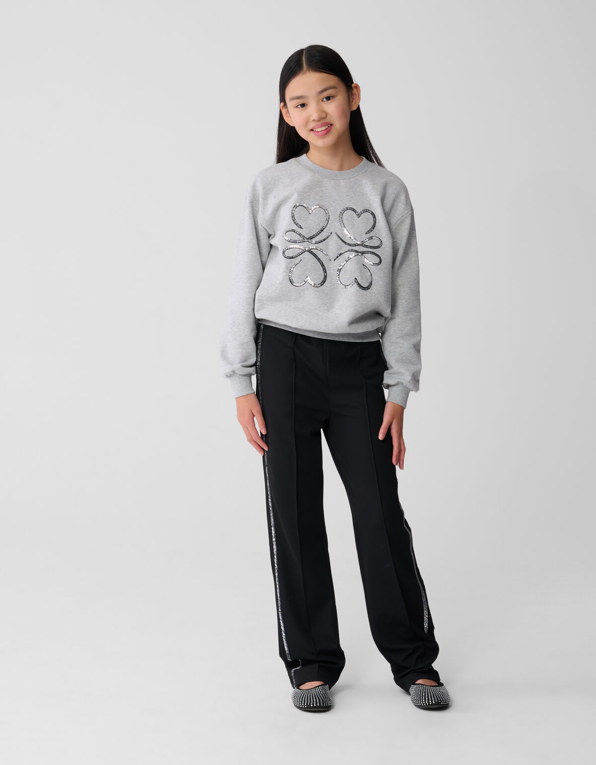 Sporty Glitter Wide Leg Broek Zwart SHOEBY GIRLS