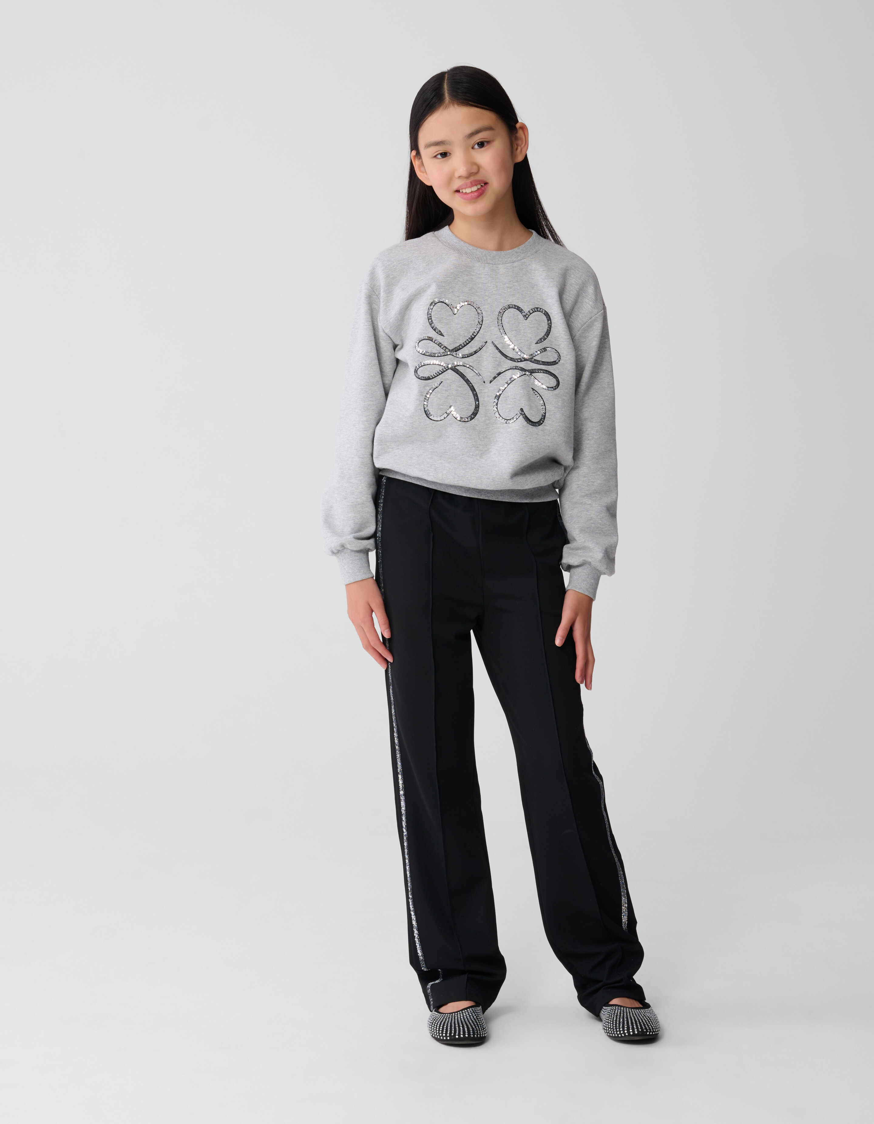 Sporty Glitter Wide Leg Broek Zwart SHOEBY GIRLS