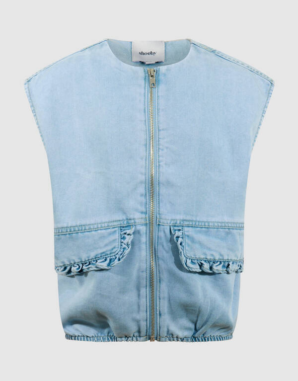 Puffy Denim Gilet Lichtblauw SHOEBY GIRLS