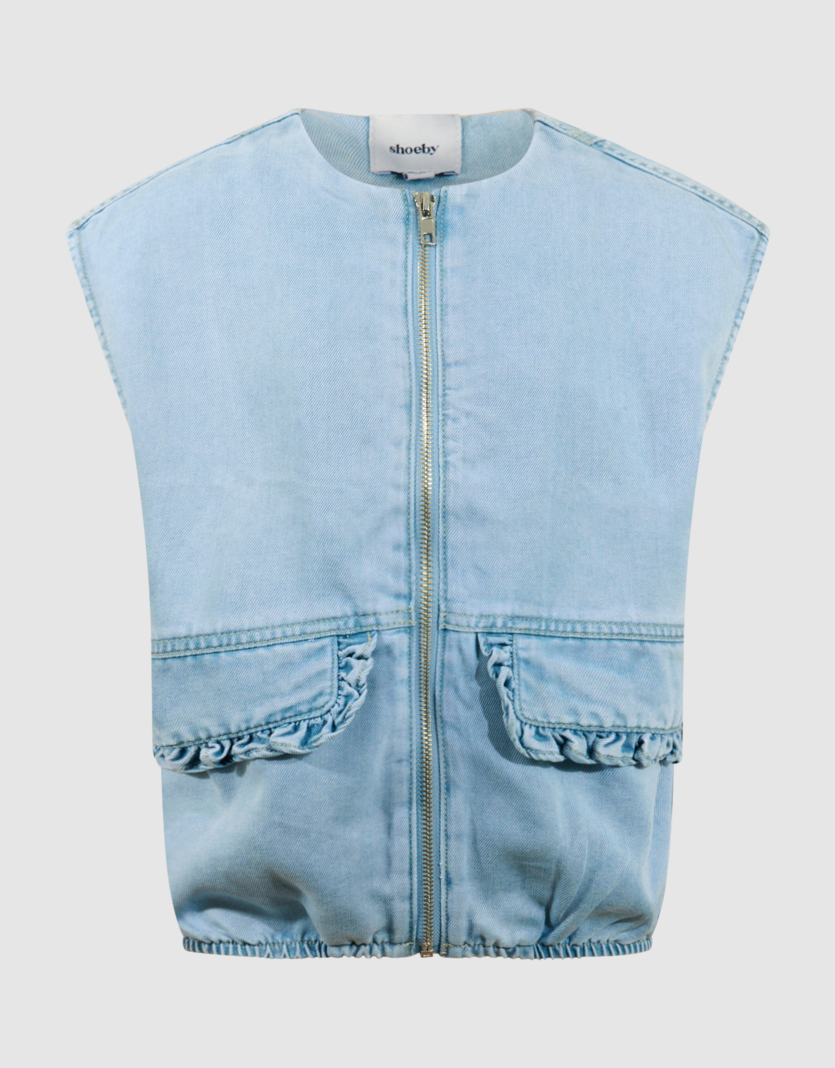 Puffy Denim Gilet Lichtblauw SHOEBY GIRLS