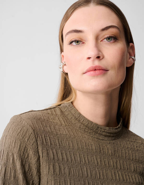 Structuur Longsleeve Top Khaki SHOEBY WOMEN