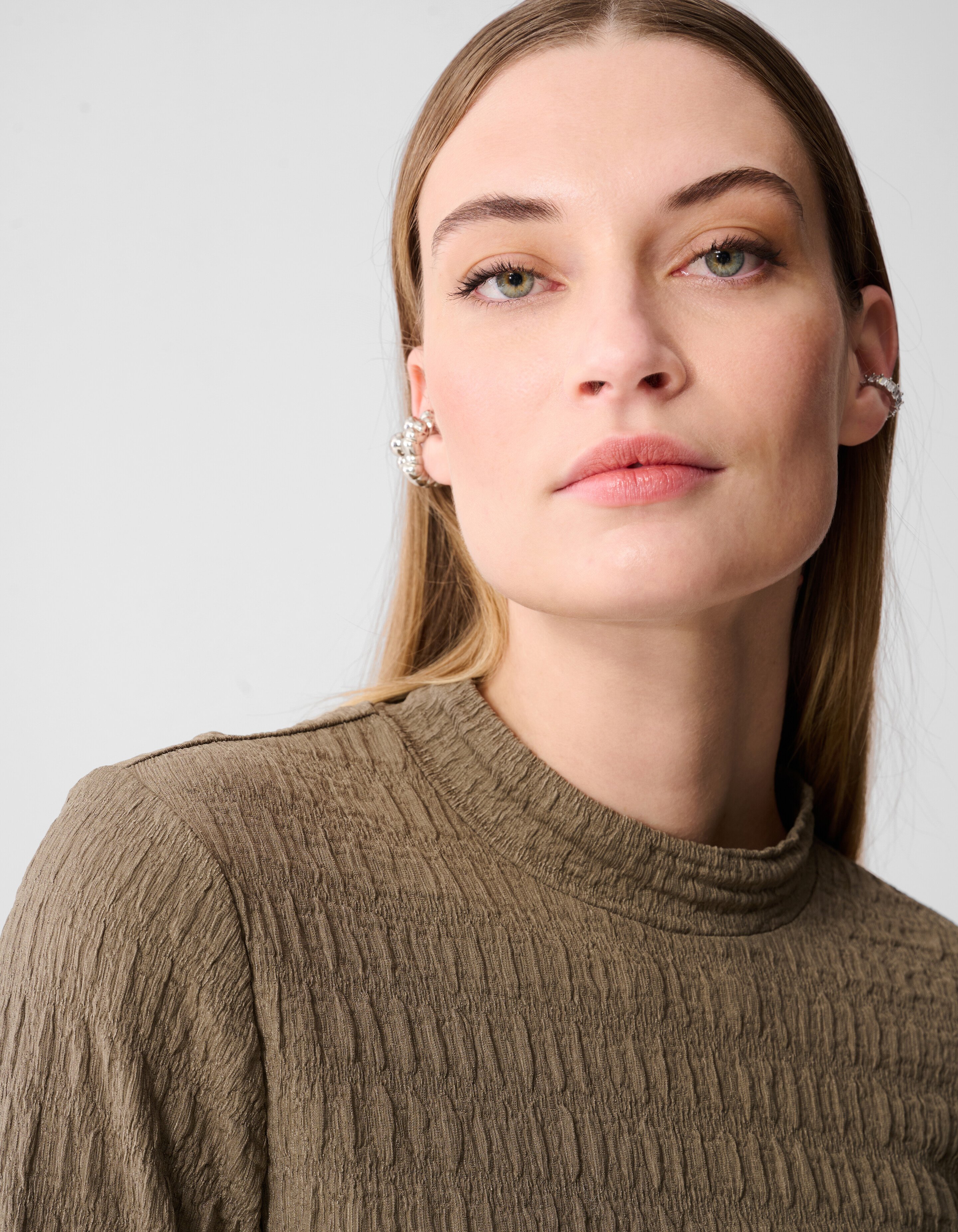 Structuur Longsleeve Top Khaki SHOEBY WOMEN