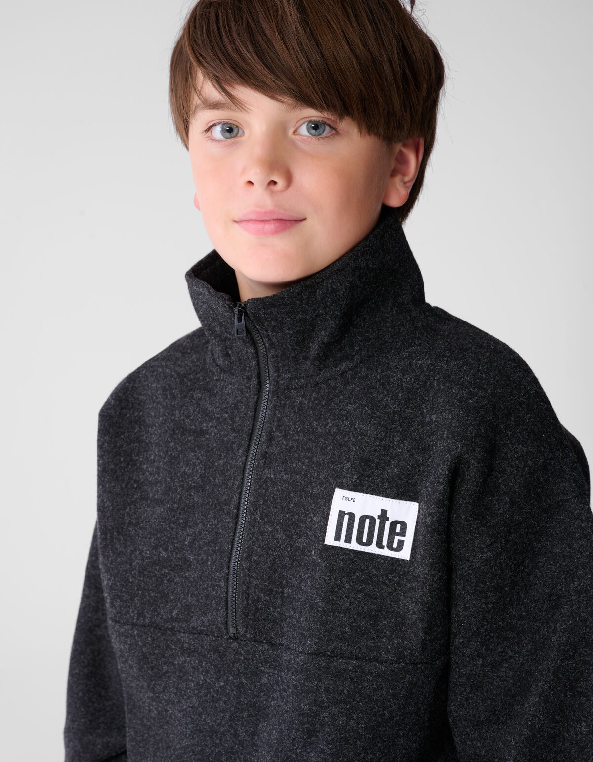 Half Zip Sweater Donkergrijs SHOEBY BOYS