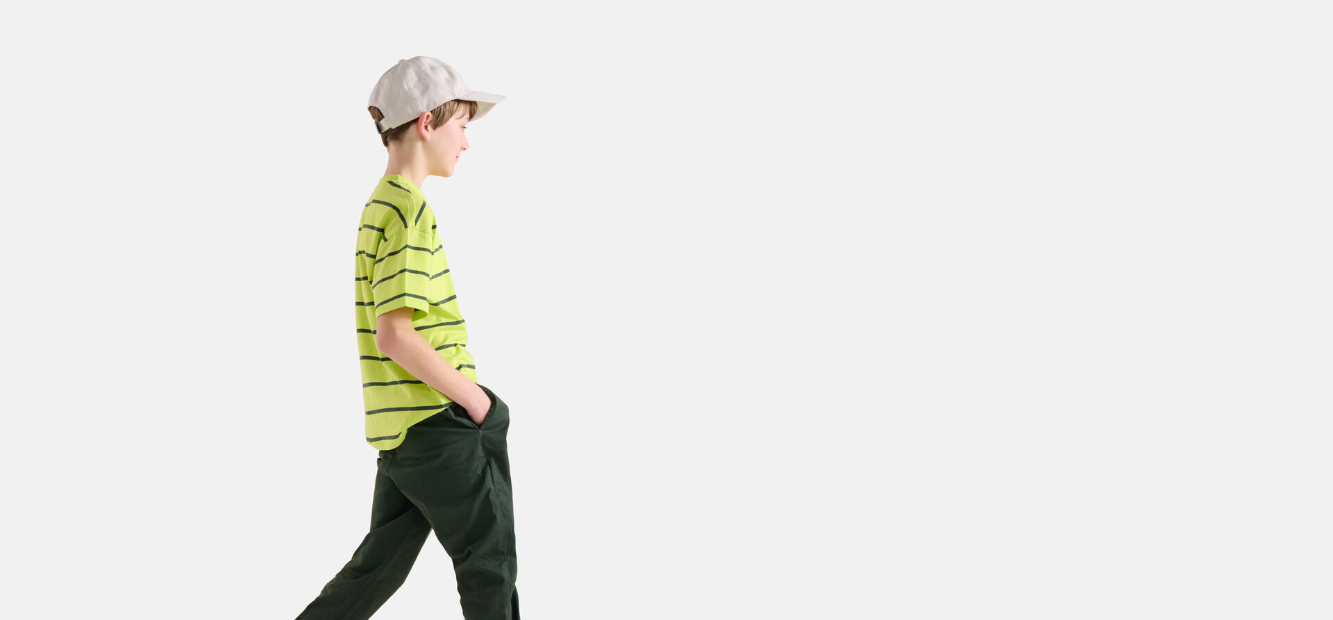 Gestreept T-shirt Limoengroen SHOEBY BOYS
