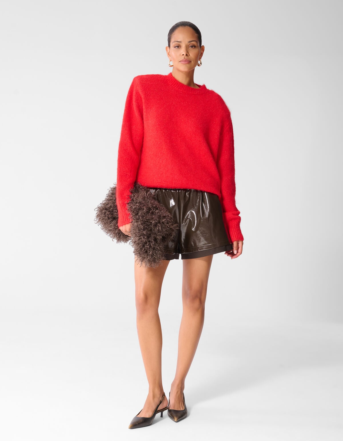 Shoulder Crew Gebreide Trui Rood SHOEBY WOMEN