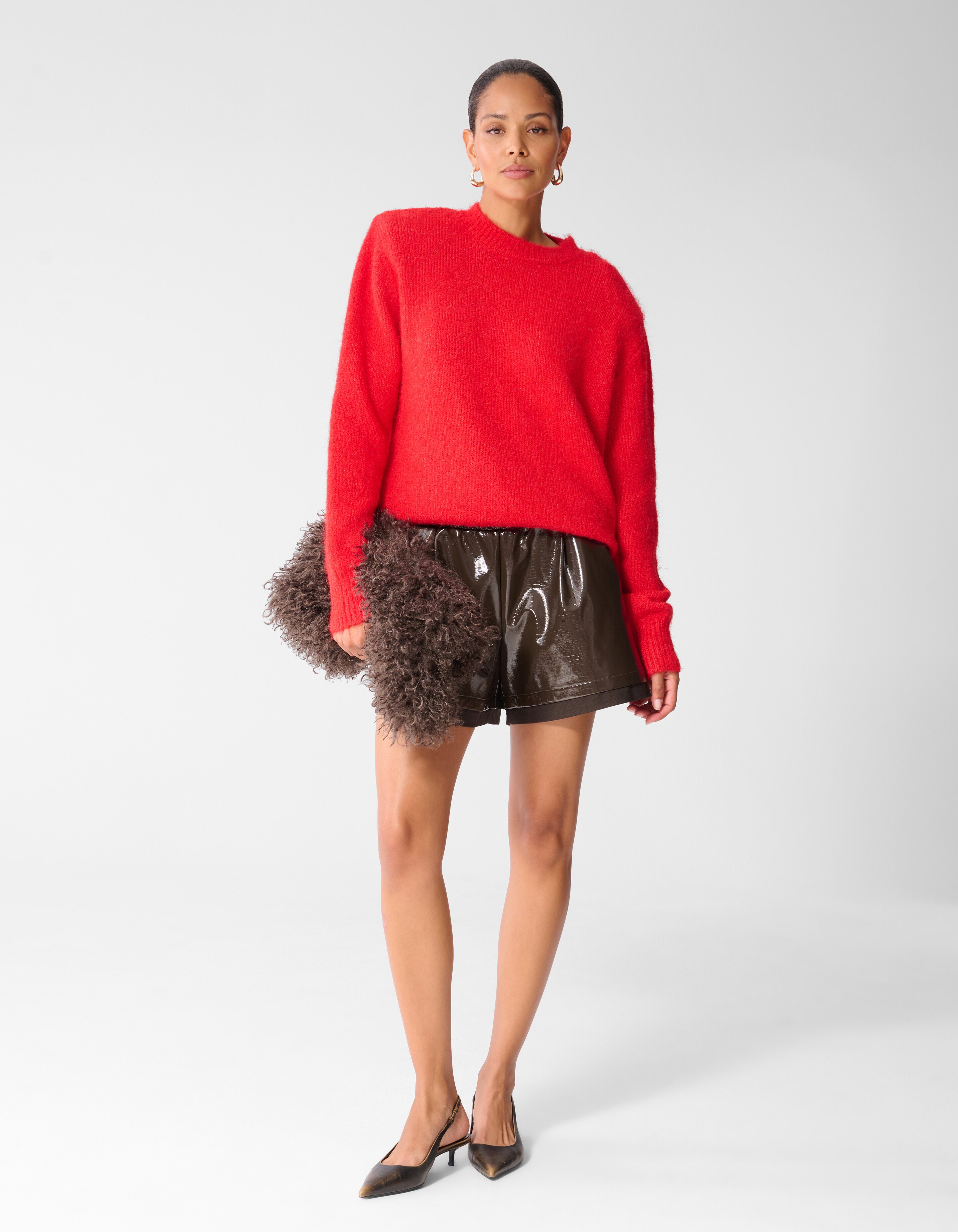 Shoulder Crew Gebreide Trui Rood SHOEBY WOMEN