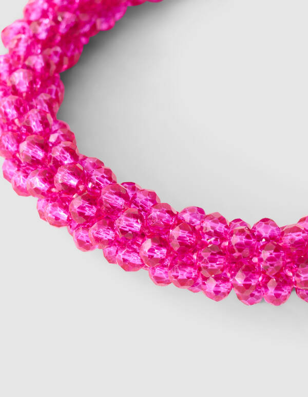 Oval Beaded Haarelastiek Roze SHOEBY ACCESSOIRES