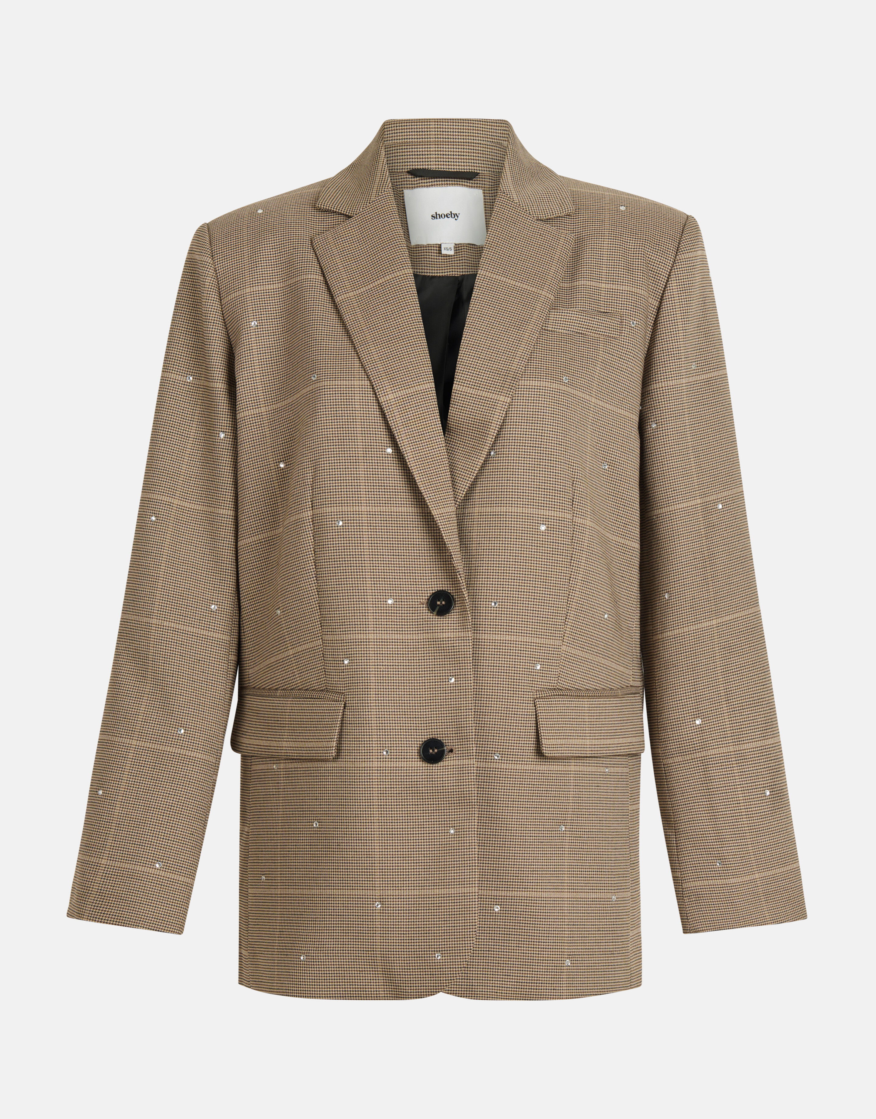 Oversized Strass Ruiten Blazer Bruin SHOEBY WOMEN