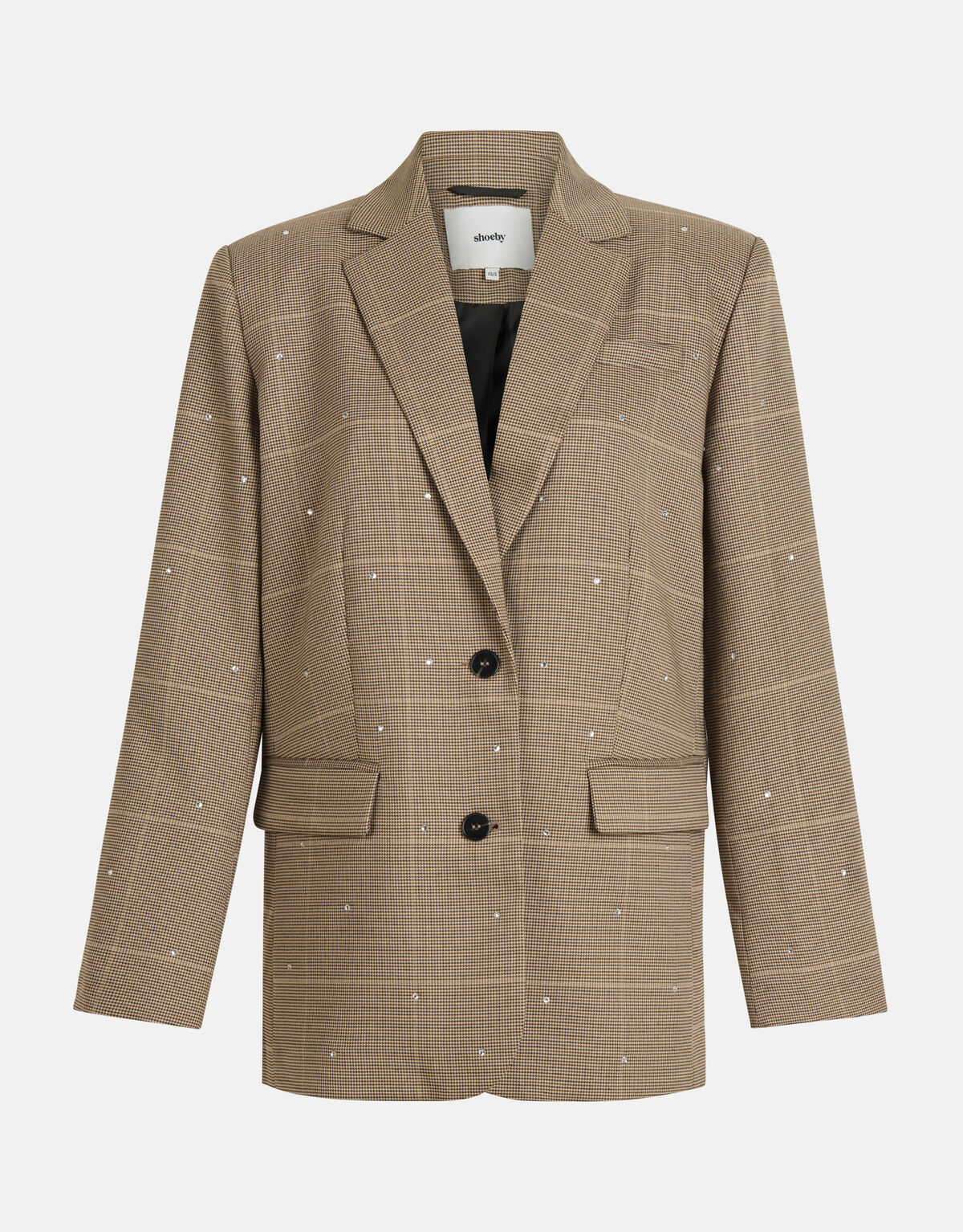 Oversized Strass Ruiten Blazer Bruin SHOEBY WOMEN