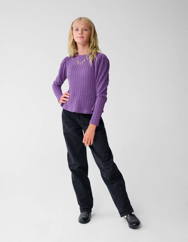 Peplum Kabel Top Paars SHOEBY GIRLS