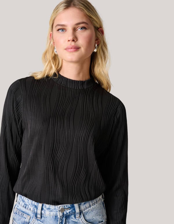 Swirl Crinkle Top Zwart SHOEBY WOMEN