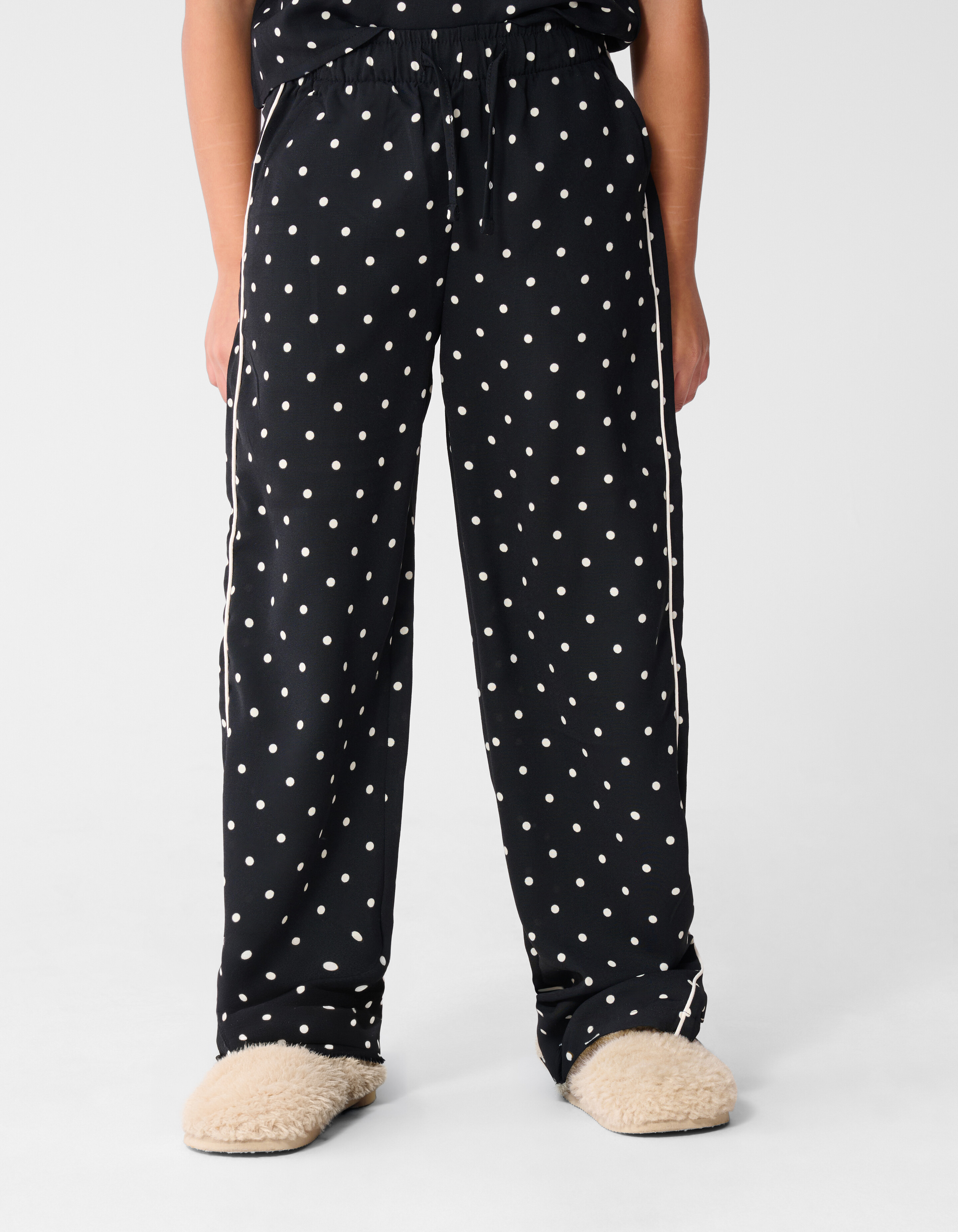 Polkadot Wide Leg Fit Broek Zwart SHOEBY GIRLS