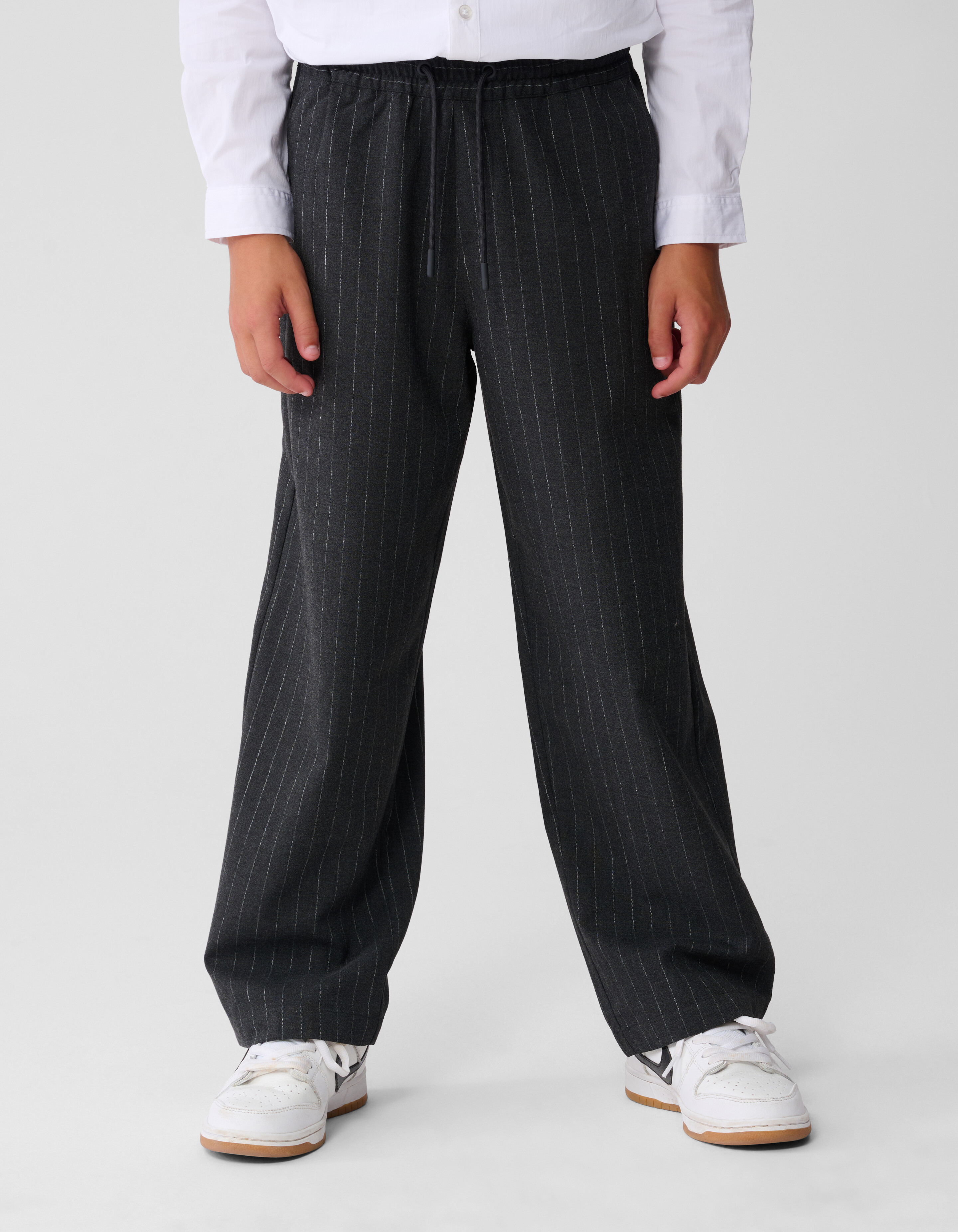 Pinstripe Wide Leg Broek Donkergrijs SHOEBY BOYS