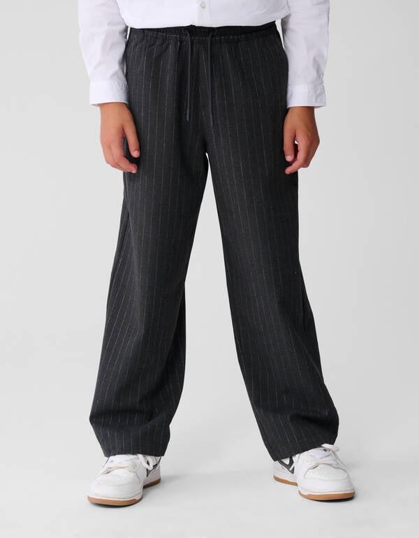 Pinstripe Wide Leg Broek Donkergrijs SHOEBY BOYS