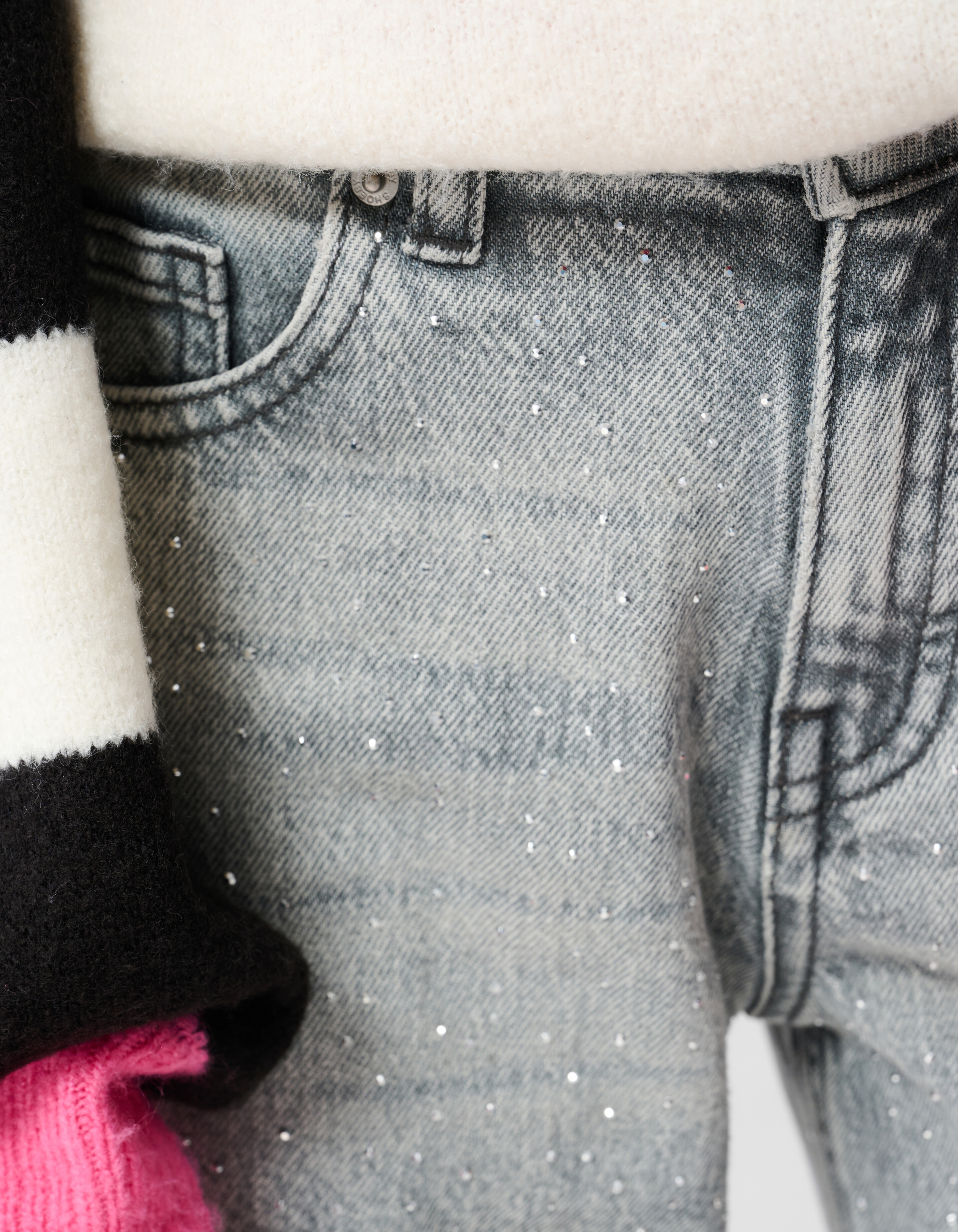 Strass Straight Fit Jeans Lichtgrijs SHOEBY GIRLS