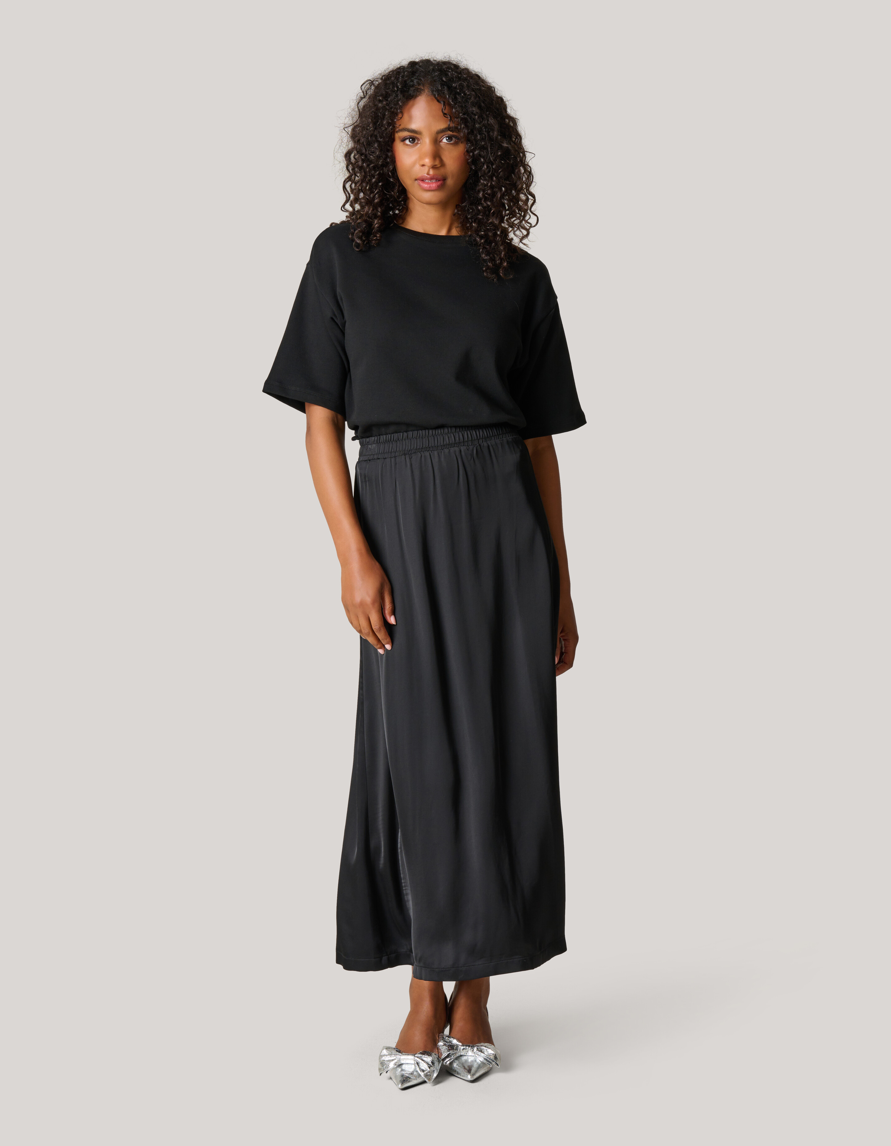 Satijnen Maxi Rok Zwart SHOEBY WOMEN