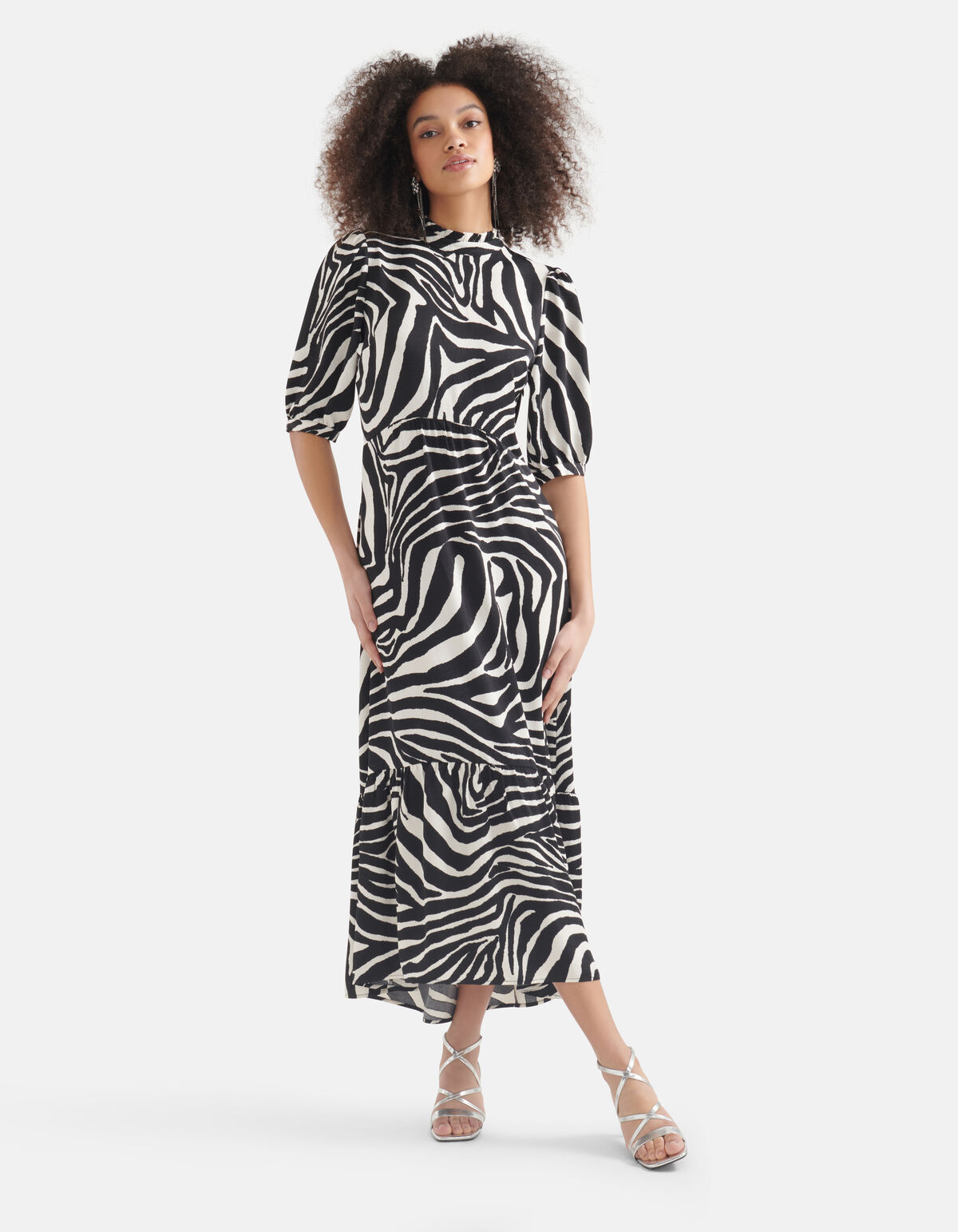 Zebra Print Maxi Jurk Zwart/Wit SHOEBY WOMEN