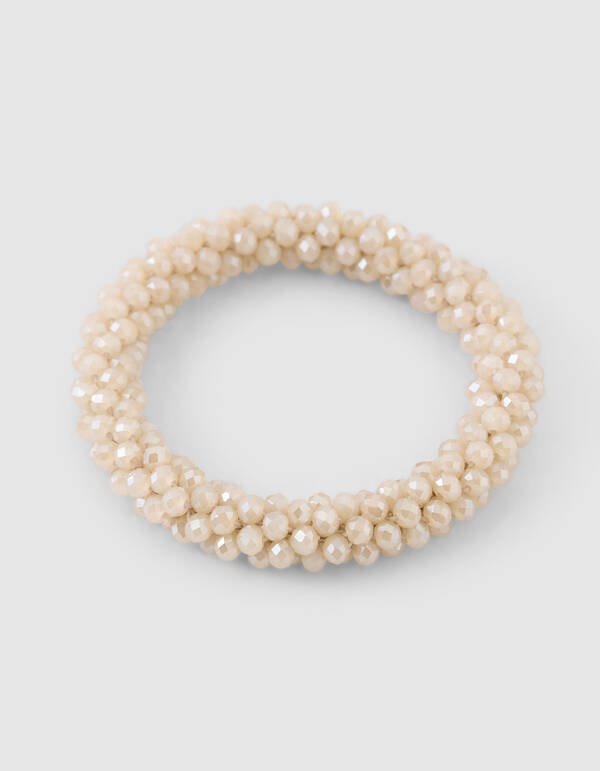 Beaded Haarelastiek Beige SHOEBY ACCESSOIRES