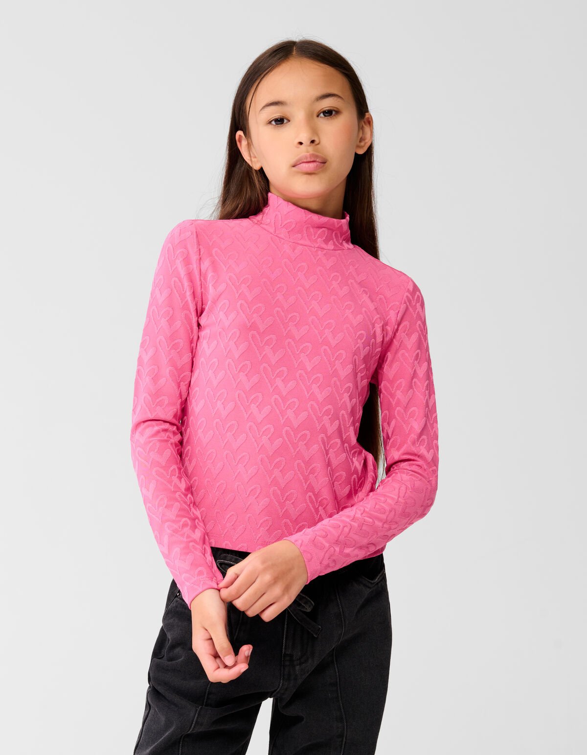 Heart Jersey Top Roze SHOEBY GIRLS