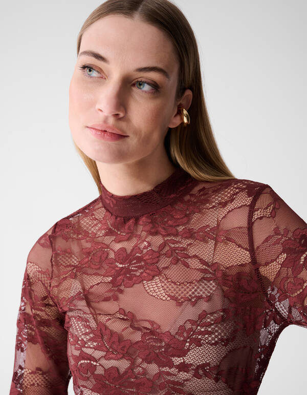 Flower Kanten Top Donkerrood SHOEBY WOMEN