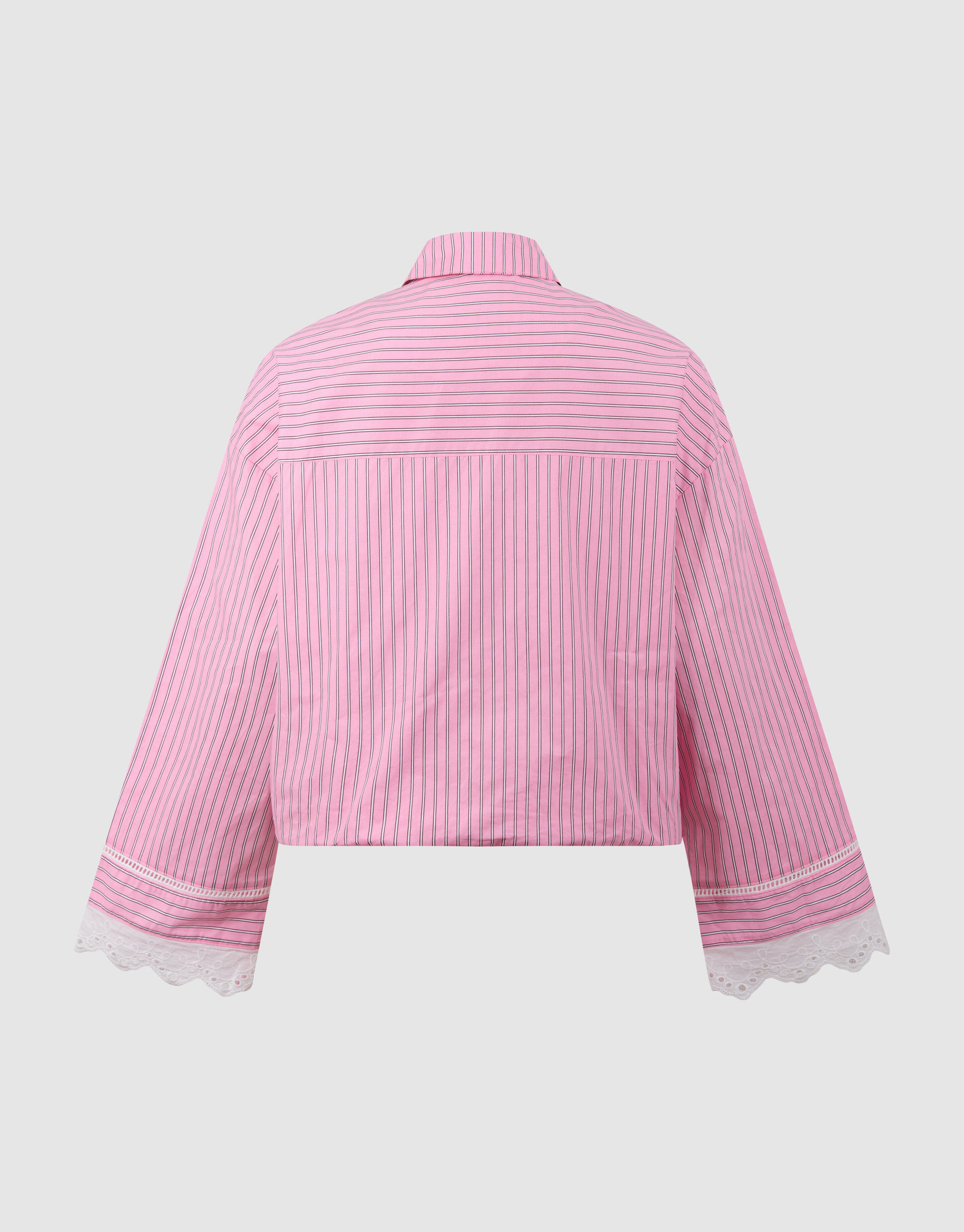 Oversized Kanten Pinstripe Blouse Roze SHOEBY WOMEN