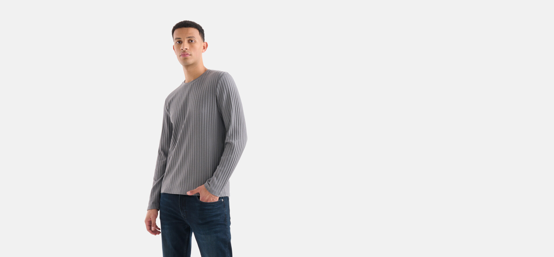 Rib T-shirt Grijs SHOEBY MEN