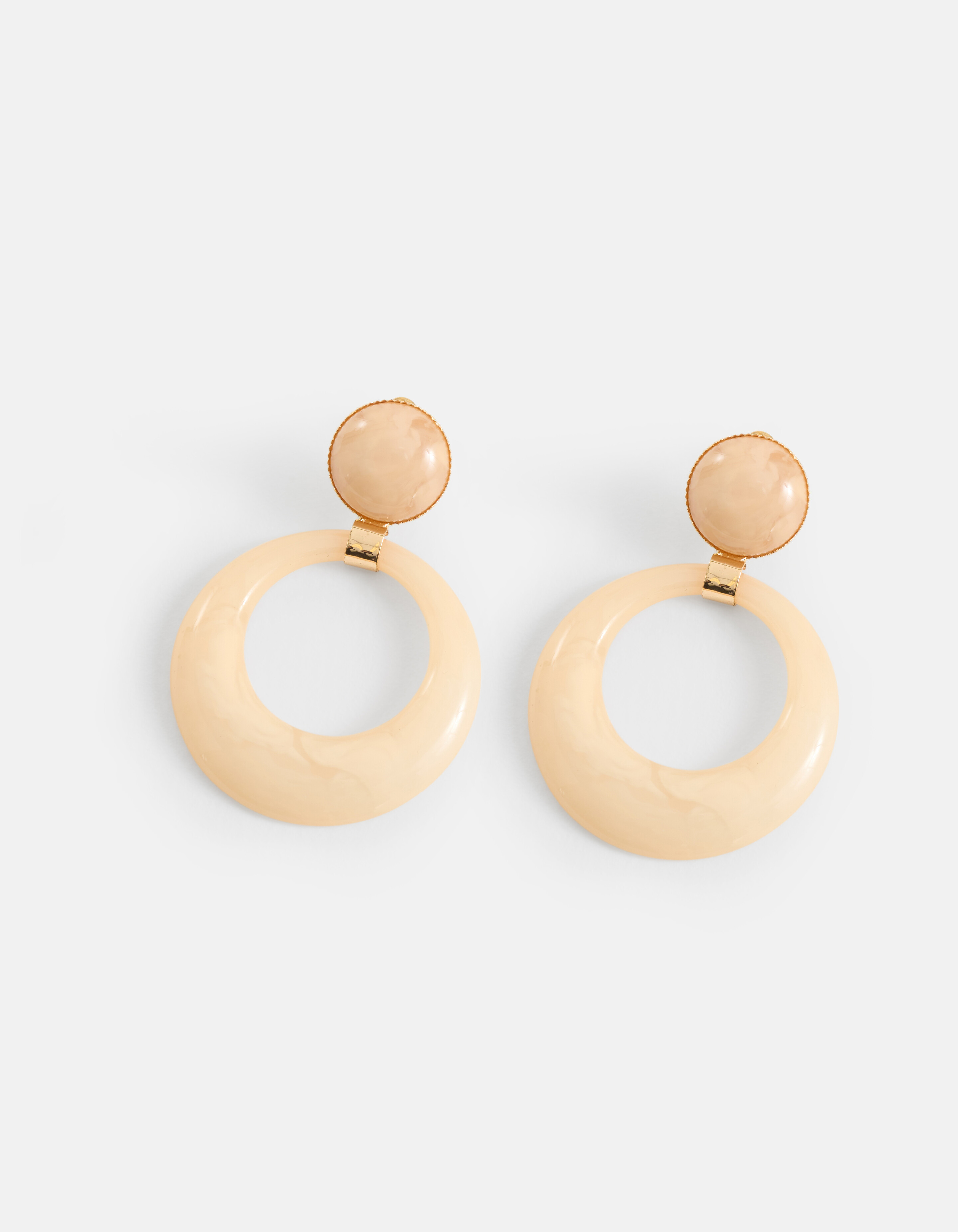 Ronde Oorbellen Beige SHOEBY ACCESSOIRES