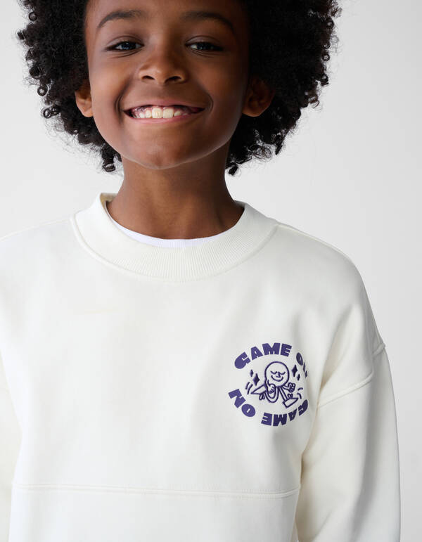 Game On Artwork Sweater Gebroken Wit SHOEBY BOYS