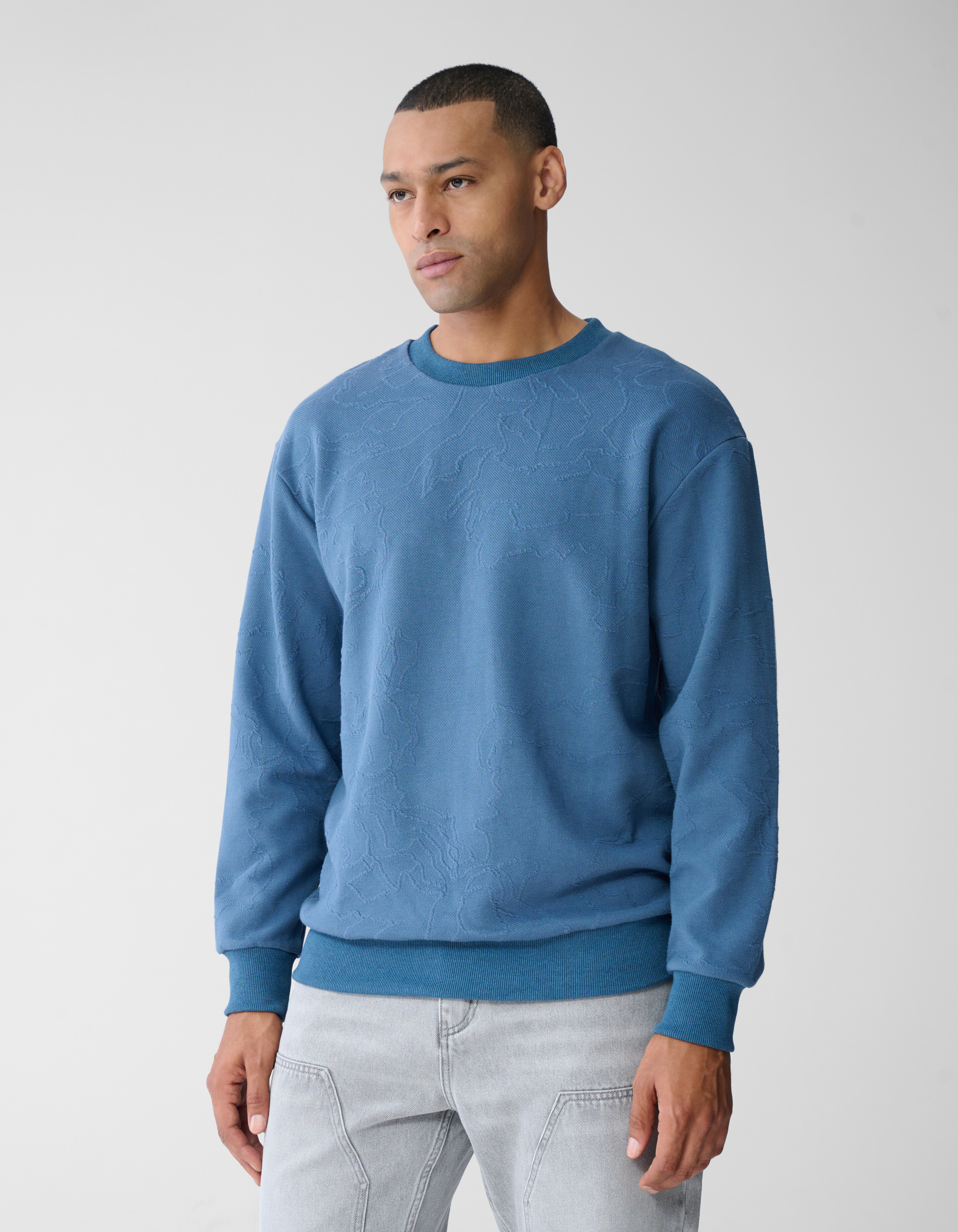 Structuur Sweater Blauw SHOEBY MEN
