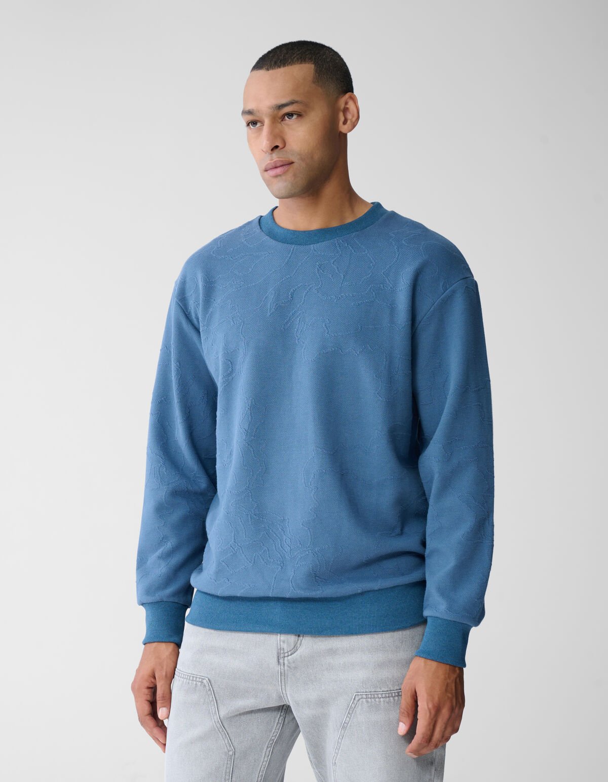 Structuur Sweater Blauw SHOEBY MEN