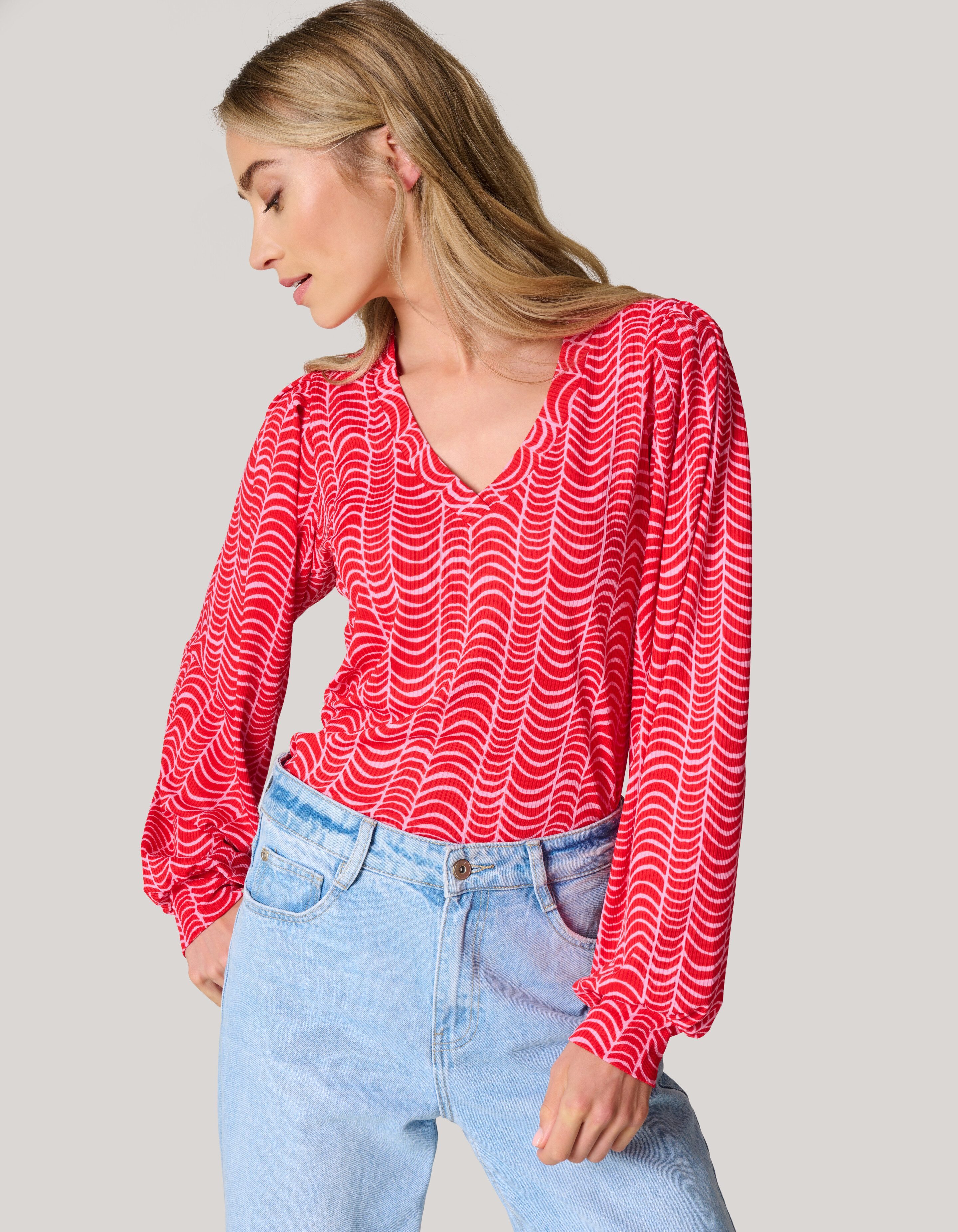 Rib Jersey Top Rood SHOEBY WOMEN