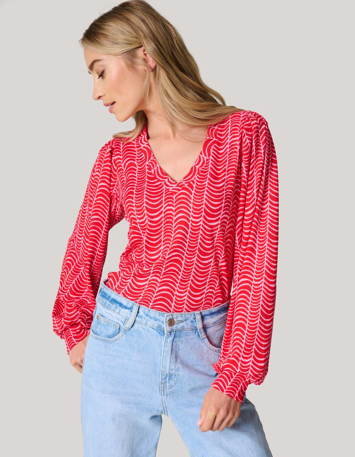 Rib Jersey Top Rood SHOEBY WOMEN
