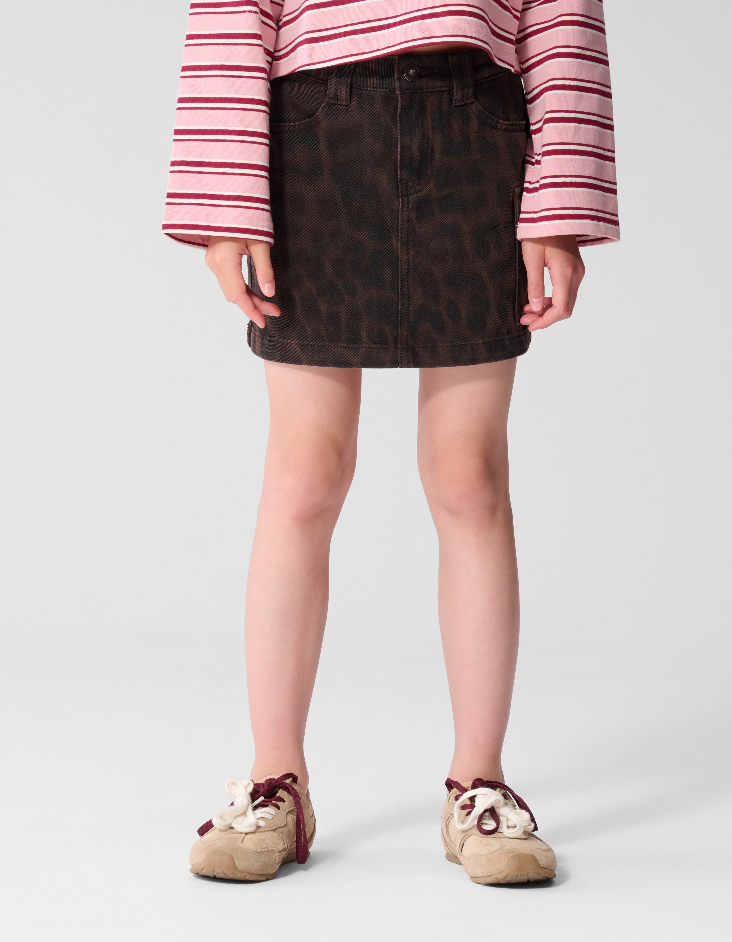 Twill Leopard Print Rok Bruin SHOEBY GIRLS