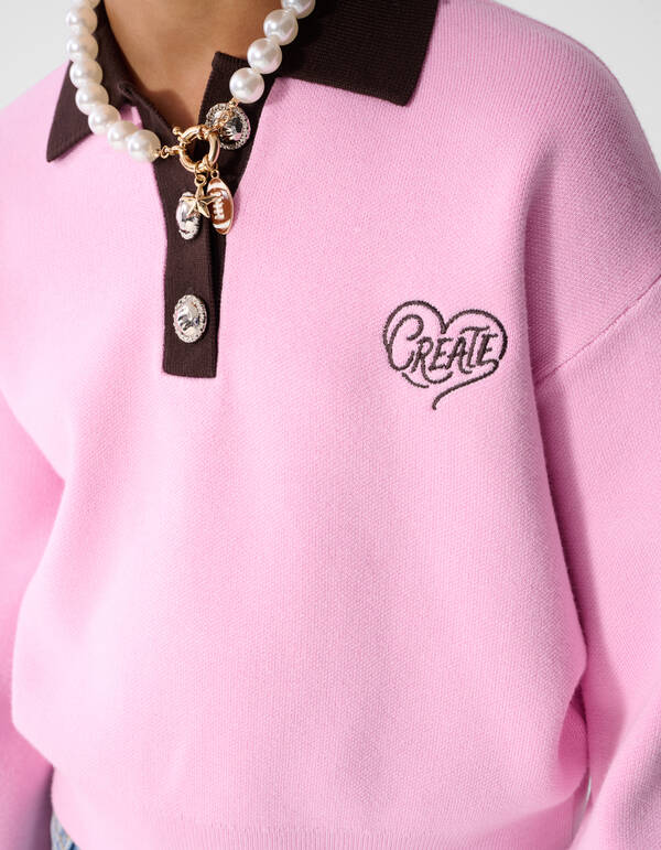 Create Gebreide Polo Roze/Bruin SHOEBY GIRLS