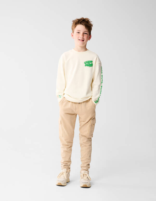 Washed Cargo Broek Gebroken Wit SHOEBY BOYS