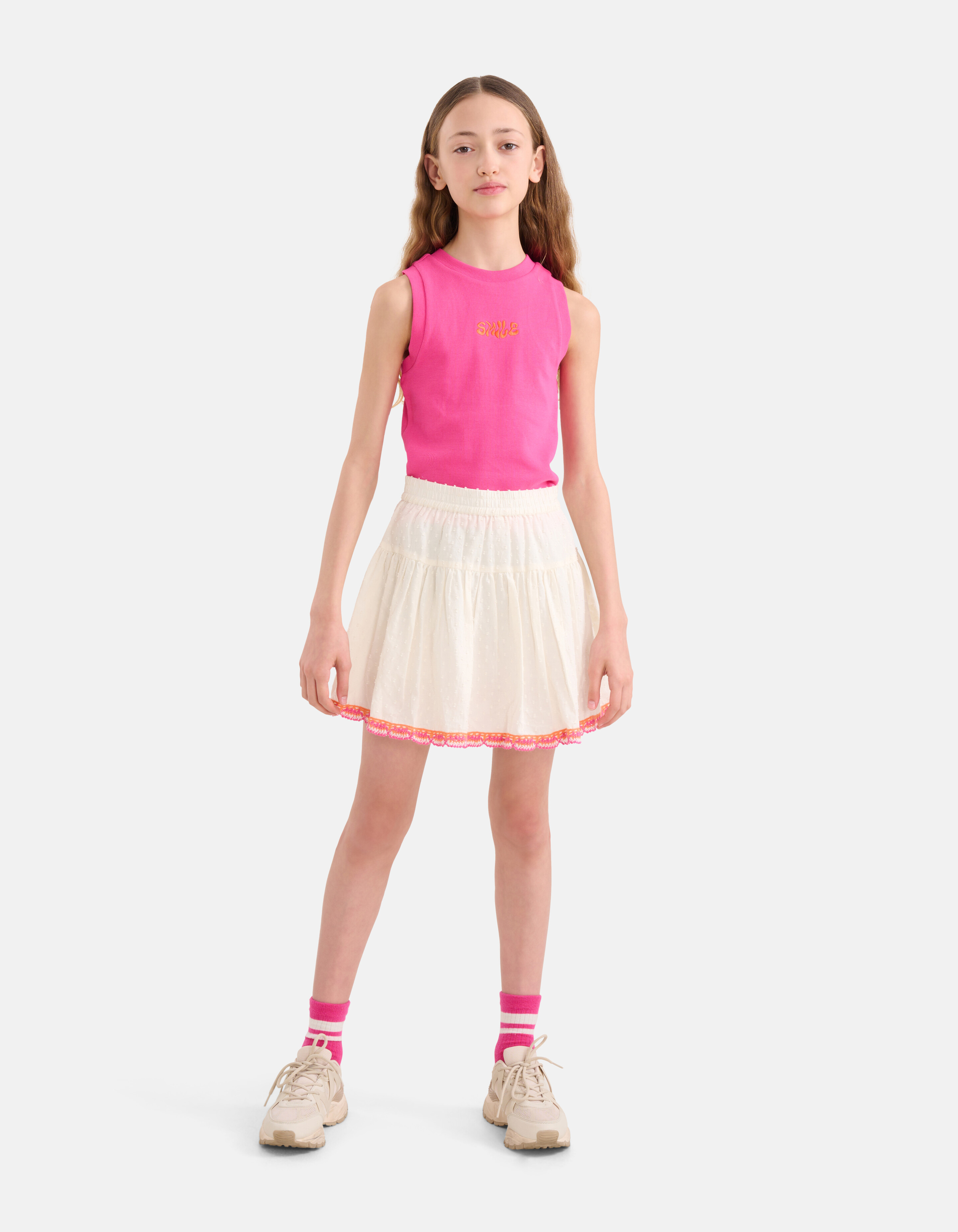 Embroidery Ribbel Top Roze SHOEBY GIRLS