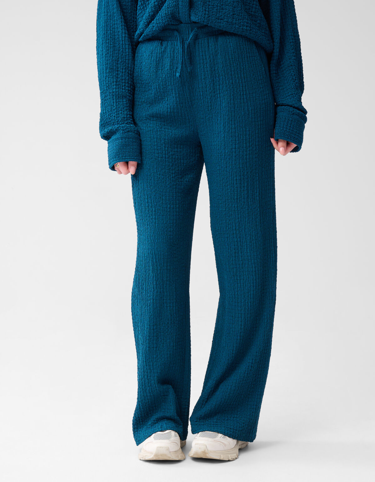 Crinkle Wide Leg Broek Donkerblauw SHOEBY WOMEN